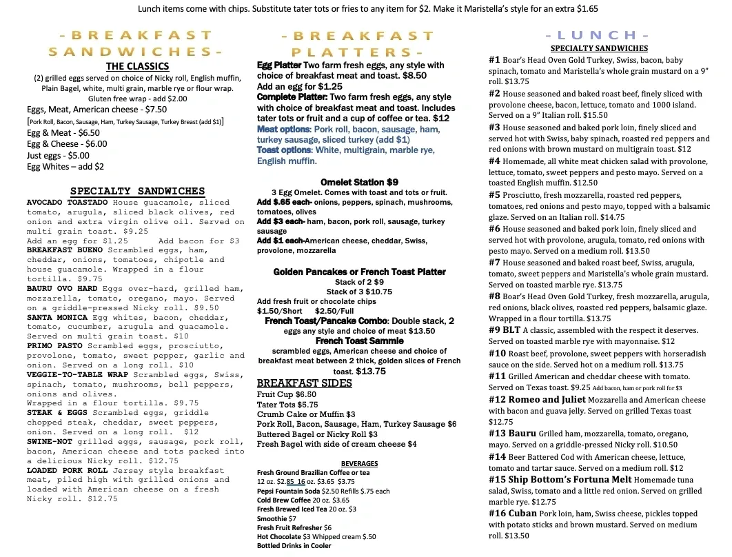 Maristella Menu